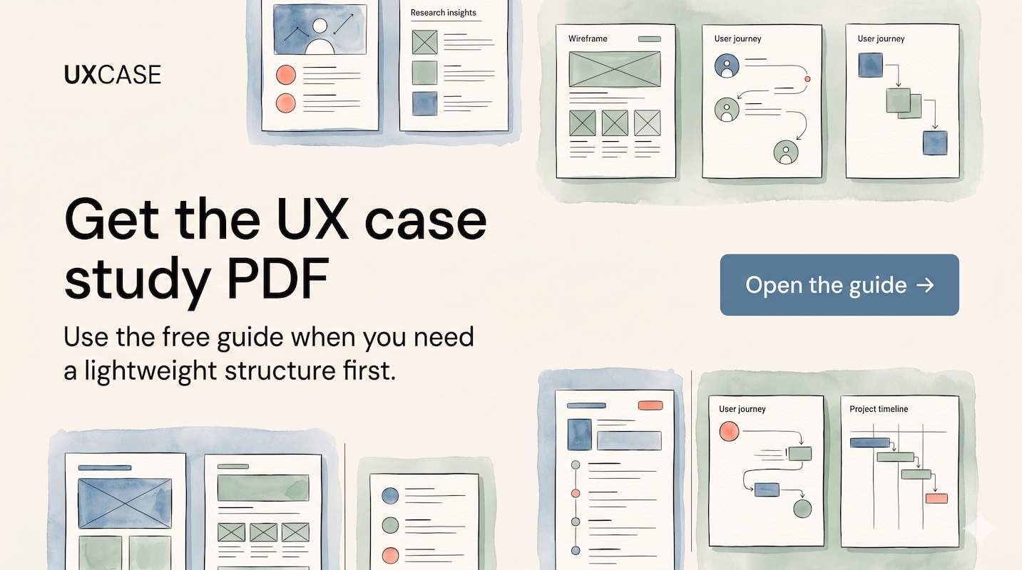 Get the UX case study PDF. Use the free guide when you need a lightweight structure first.